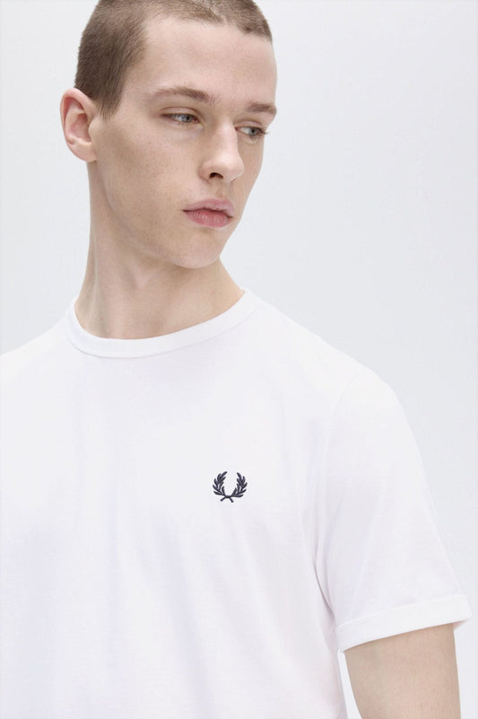 Μπλουζάκι λαιμόκοψη Fred Perry - Άσπρο