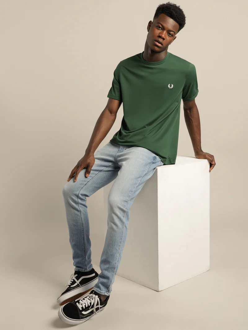 Μπλουζάκι λαιμόκοψη Fred Perry - Σκούρο Πράσινο