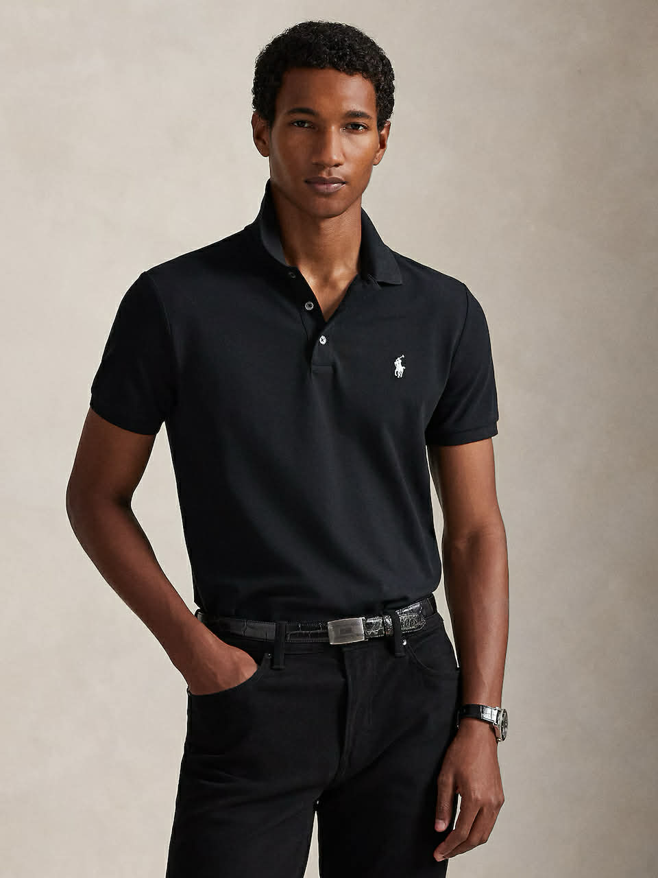 Μπλουζάκι Polo Ralph Lauren - ΜΑΥΡΟ