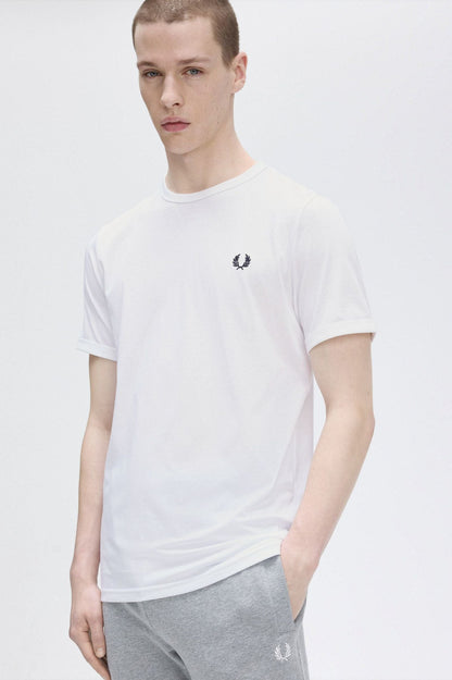 Μπλουζάκι λαιμόκοψη Fred Perry - Άσπρο