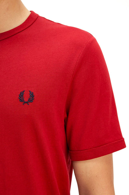 Μπλουζάκι λαιμόκοψη Fred Perry - Κόκκινο