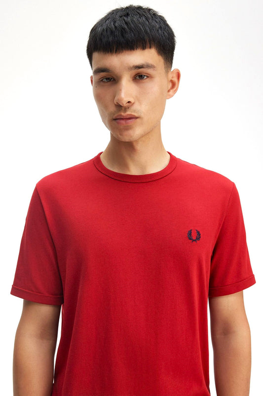 Μπλουζάκι λαιμόκοψη Fred Perry - Κόκκινο