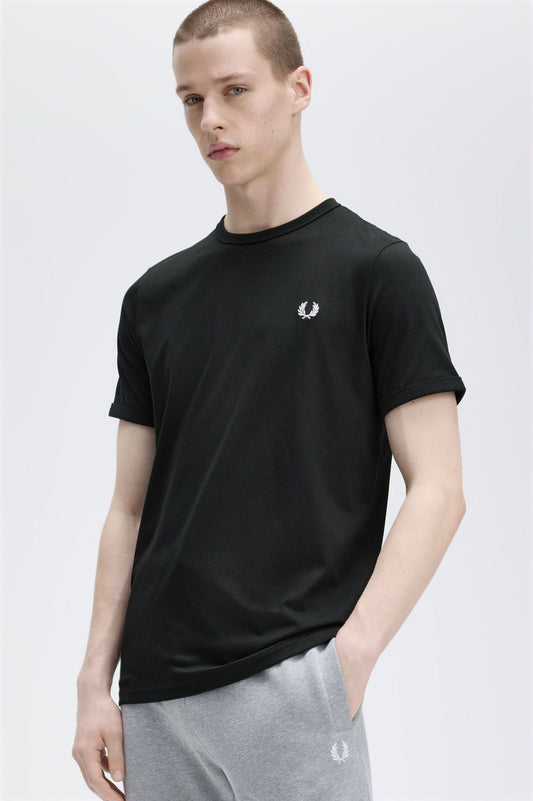 Μπλουζάκι λαιμόκοψη Fred Perry - Μαύρο