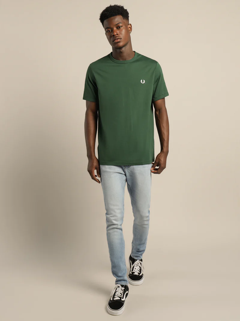 Μπλουζάκι λαιμόκοψη Fred Perry - Σκούρο Πράσινο