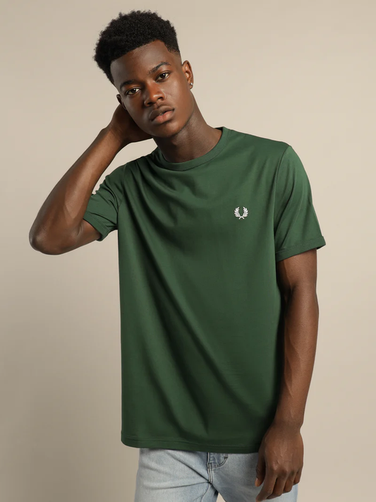Μπλουζάκι λαιμόκοψη Fred Perry - Σκούρο Πράσινο