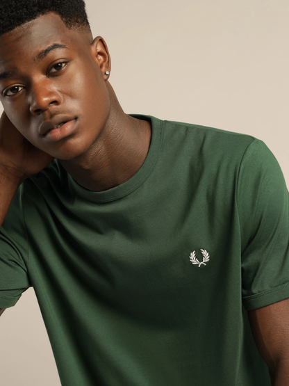Μπλουζάκι λαιμόκοψη Fred Perry - Σκούρο Πράσινο